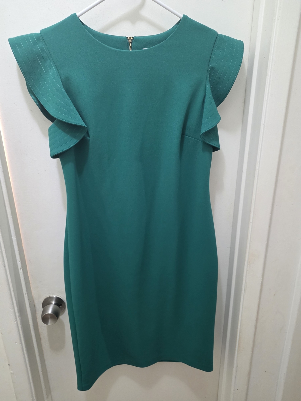 Calvin Klein Green Ruffle Sleeve Sheath Dress - Women
